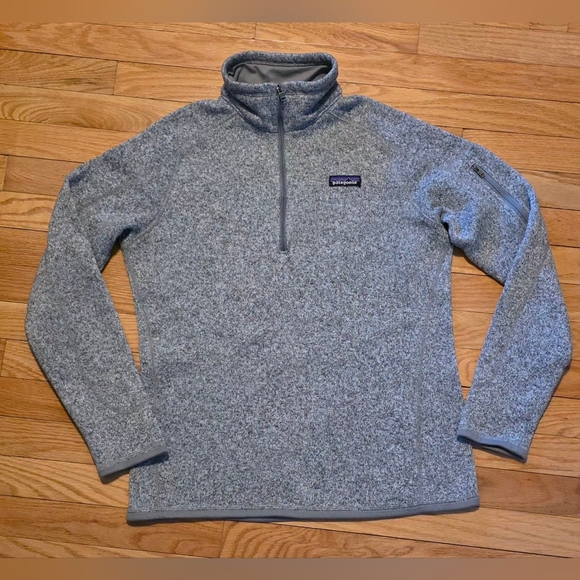 Patagonia Women's L Gray Better Sweater 1/4 Zip Fleece Pullover - Picture 2 of 9